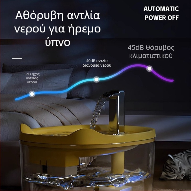 Αυτόματος διανομέας νερού για γάτες με ροή νερού και κυκλική παροχή πόσιμου νερού για κατοικίδια