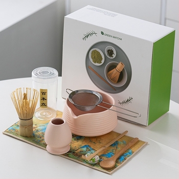 Σετ τελετής Matcha με κεραμικό μπολ για τσάι, βούρτσα μπαμπού και κουτάλι μέτρησης σε κουτί δώρου