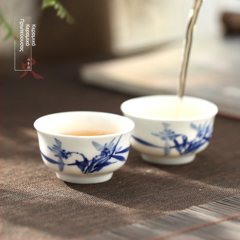 Jingdezhen χειροποίητη μπλε-λευκή πορσελάνινη κούπα τσαγιού, κεραμική, μικρή μονή κούπα