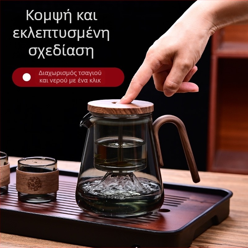 Γυάλινη τσαγιέρα με εσωτερική πλήρη γυάλινη κοιλότητα και διαχωρισμό τσαγιού και νερού – σετ παρασκευής τσαγιού (μοντέλο 2025)