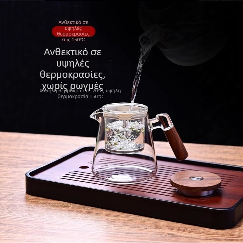 Γυάλινη τσαγιέρα με εσωτερική πλήρη γυάλινη κοιλότητα και διαχωρισμό τσαγιού και νερού – σετ παρασκευής τσαγιού (μοντέλο 2025)