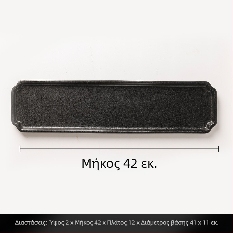 Κεραμικός δίσκος για τσάι και φρούτα σε στυλ Νέου Κινεζικού, με μαύρο μεταλλικό πλαίσιο, γλασαρισμένο φινίρισμα, κεραμική υψηλής θερμοκρασίας, ρετρό σχεδιασμός.