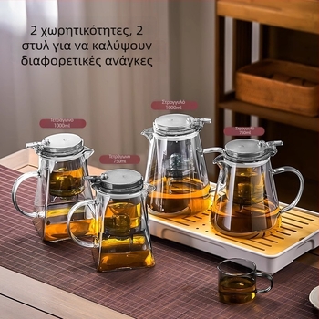 Τσαγιέρα από γυαλί βοριοπυριτικό με φίλτρο για οικιακή χρήση, απλός σχεδιασμός