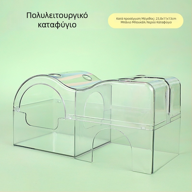 Φωλιά για χάμστερ με πολλούς χώρους, καταφύγιο και παιχνίδι λαβύρινθου, ξύλινο σπιτάκι