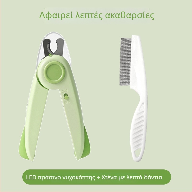 Ψαλίδι νυχιών σκύλου Κόργκι με λίμα, LED φως, αντί-πιτσιλίσματα, για αρχάριους