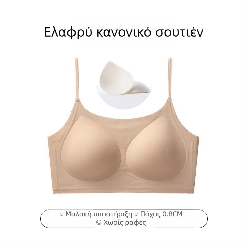 Σουτιέν χωρίς ραφές, αόρατο με γυμνή πλάτη, λεπτές διαμορφωμένες κάψες, ύφασμα νάιλον-ζελέ