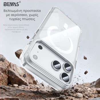 Bevas διαφανής θήκη iPhone 17 Pro με αντι-κιτρινίσματος φινίρισμα, μαγνητική πρόσδεση και κράτημα φακών, συμβατή με iPhone 17, 17 Pro, 17 Pro Max και 17 Air