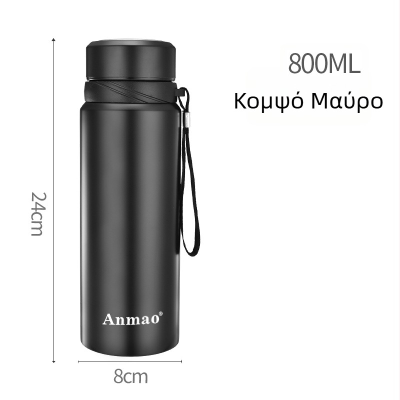 800 ml θερμός από ανοξείδωτο ατσάλι με μόνωση κενού, μεγάλης χωρητικότητας, φορητός για εξωτερικούς χώρους, κύπελλο τσαγιού με προσαρμογή λογότυπου