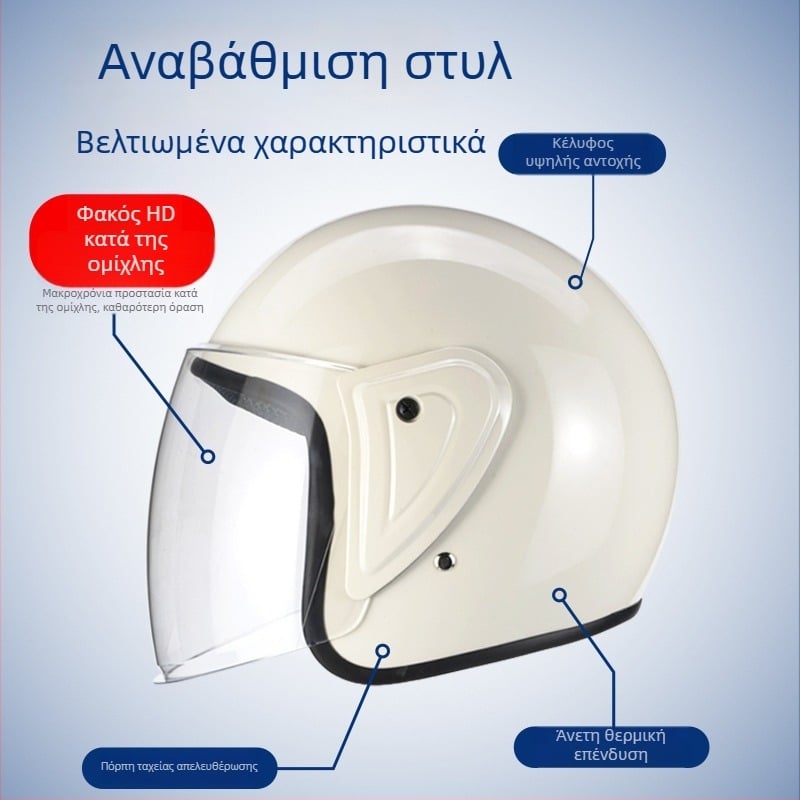 Κράνος για ηλεκτρικά ποδήλατα, unisex, μισό κράνος, τεσσάρων εποχών, αντι-ομίχλη, διαπνέουσα, προστατευτικό