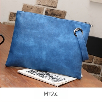 Τσαντάκι clutch με σκούρο ανάγλυφο μοτίβο για έγγραφα, φάκελος σε στυλ briefcase, μαλακή λαβή PU δέρματος
