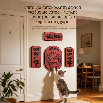 Πρωτοχρονιάτικος πίνακας γρατσουνίσματος για γάτες, ανθεκτικός στη φθορά και χωρίς αποκολλήσεις, επιτοίχιος από κυματοειδές χαρτόνι, προστασία καναπέδων και περιποίηση νυχιών