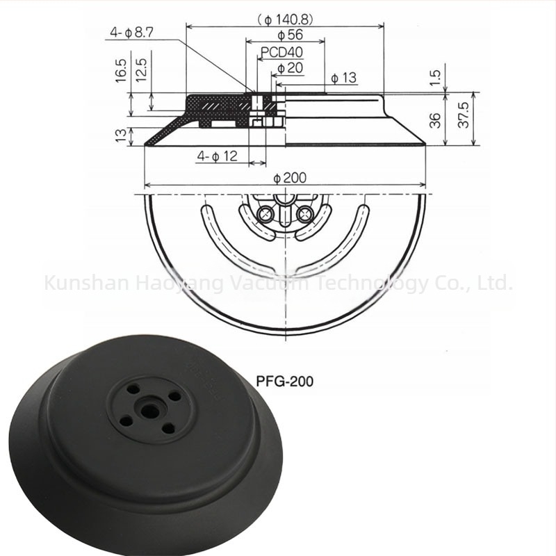 Miaode βαρέως τύπου κύπελλο κενού PF/PFG-120/150/200/250 για βιομηχανικούς ρομποτικούς βραχίονες, αεροπνευστικά εξαρτήματα