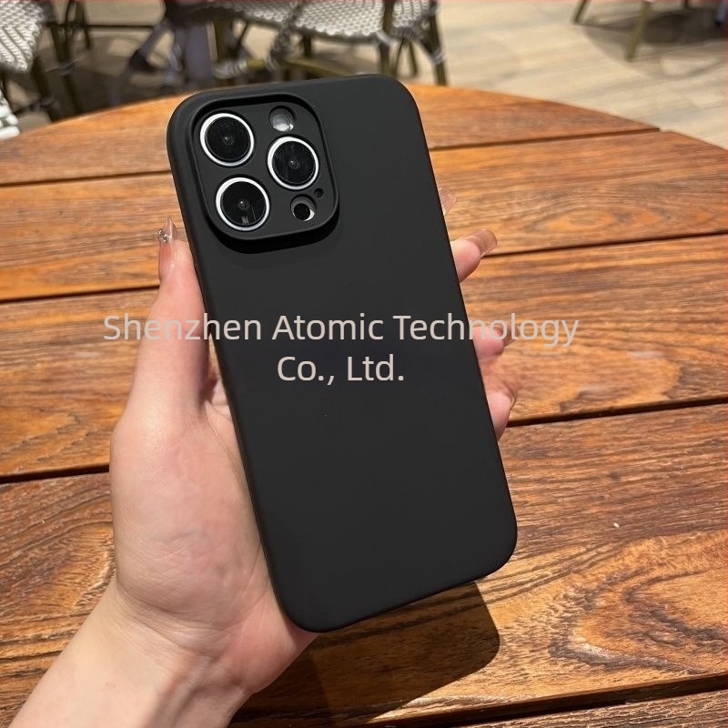Θήκη τηλεφώνου από υγρή σιλικόνη για iPhone 16/17 με λογότυπο, πλήρης κάλυψη, μονόχρωμη, αίσθηση δέρματος