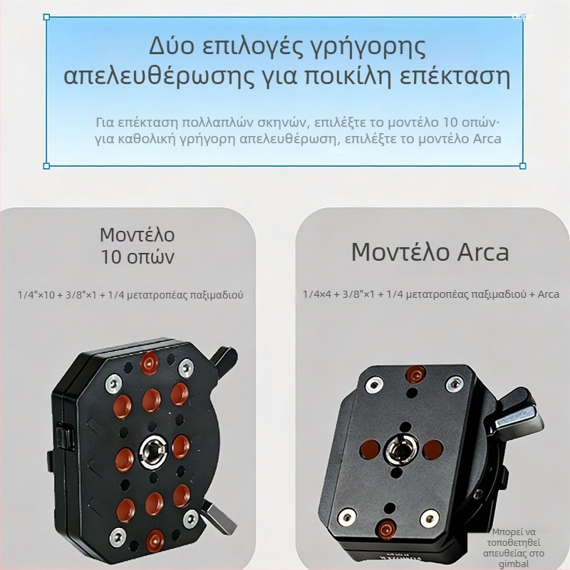 Arca πλάκα γρήγορης απελευθέρωσης με πολλαπλές οπές για DSLR και mirrorless κάμερες – ευρύ εξάρτημα επέκτασης για γιμπολ