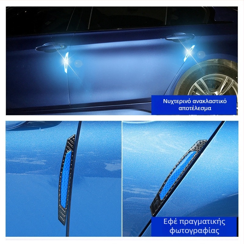 Ανακλαστικό αυτοκόλλητο αυτοκινήτου με σχέδιο ανθρακονημάτων για το σώμα και το περίγραμμα της πόρτας – διακόσμηση και προστασία από συγκρούσεις
