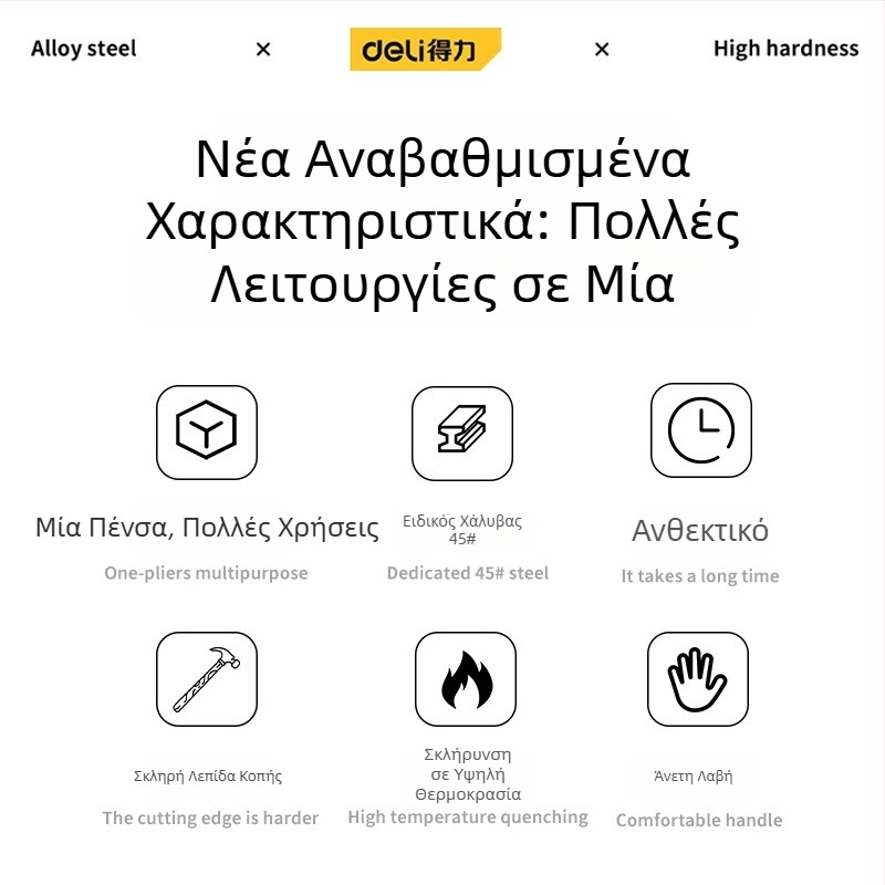 Σετ πένσες Deli: Πολυλειτουργικές πένσες βιομηχανικού επιπέδου από ανοξείδωτο ατσάλι, αντιμαγνητικές, με μυτερές μύτες και διαγώνιες πένσες για ηλεκτρολόγους