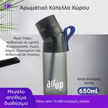 AirUp δεύτερη γενιά αθλητικό μπουκάλι νερού με κεκλιμένο καπάκι, ματ φινίρισμα, νερό με άρωμα, Space Cup