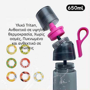 AirUp δεύτερη γενιά αθλητικό μπουκάλι νερού με κεκλιμένο καπάκι, ματ φινίρισμα, νερό με άρωμα, Space Cup