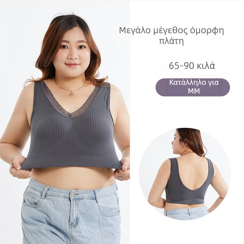Νέο μοντέλο Plus‑Size: σουτιέν χωρίς σύρμα με δαντελένια πλάτη, σχέδιο tube-top, 3/4 κούπες, νάιλον