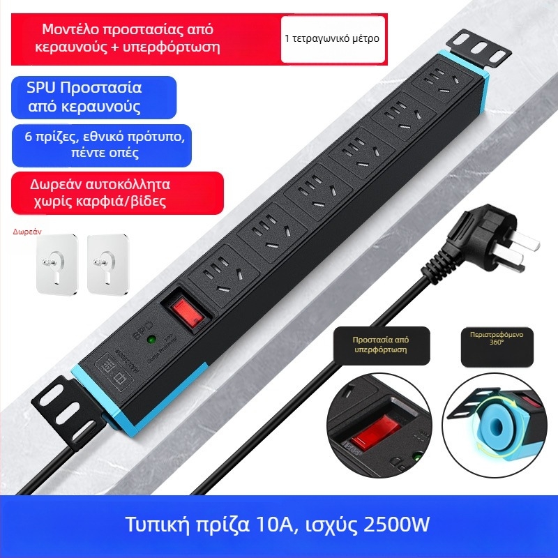 PDU για ράκ σε server room, πολλαπλές πρίζες με προστασία από υπερτάσεις και υπερφόρτωση