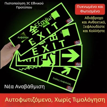 Αυτόφωρο σήμα εξόδου 3C με φθορίζουσα νυχτερινή φωτεινότητα, αυτοκόλλητο τοίχου για εκκένωση
