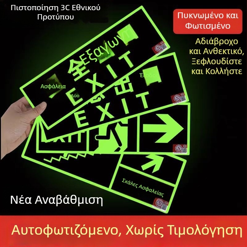 Αυτόφωρο σήμα εξόδου 3C με φθορίζουσα νυχτερινή φωτεινότητα, αυτοκόλλητο τοίχου για εκκένωση