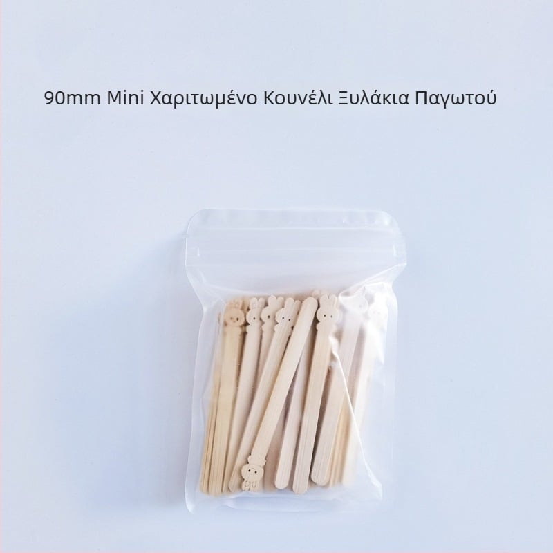 Μπαστούνάκια από μπαμπού για παγωτό, παιδικά σχέδια φρούτων, βιοδιασπώμενα.
