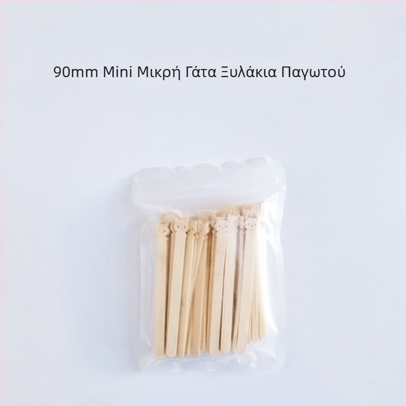 Μπαστούνάκια από μπαμπού για παγωτό, παιδικά σχέδια φρούτων, βιοδιασπώμενα.