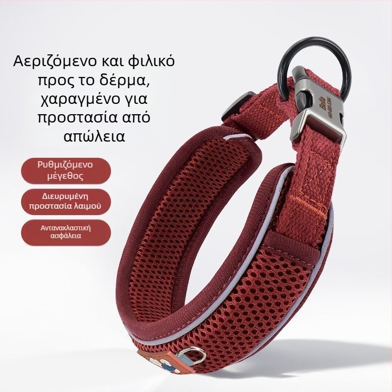 Ανακλαστικό ευρύ περιλαίμιο για μικρά έως μεσαία σκυλιά με ετικέτα σκύλου