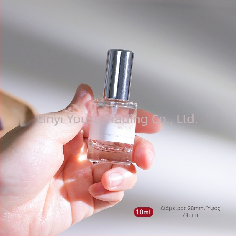 Γυάλινο μπουκαλάκι αρώματος 10 ml με ξύλινο καπάκι, λογότυπο μεταξοτυπίας, ψεκασμός λεπτής ομίχλης