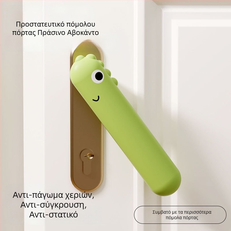 Σετ τριών προστατευτικών καλυμμάτων για το πόμολο πόρτας από σιλικόνη, θέμα δεινοσαύρου, για παιδιά, αντικρούση και αντιστατικό, ήσυχη λειτουργία