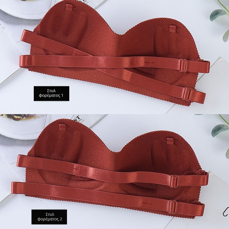 Σουτιέν χωρίς τιράντες με 3D σχέδιο γύρω από το στήθος, ρύθμιση στην πλάτη και αόρατες τιράντες
