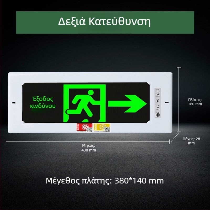 Ενσωματωμένο LED φως έκτακτης ανάγκης πυρκαγιάς με ένδειξη ασφαλούς εξόδου και σήμα διαδρομής εκκένωσης (κρυφή εγκατάσταση)