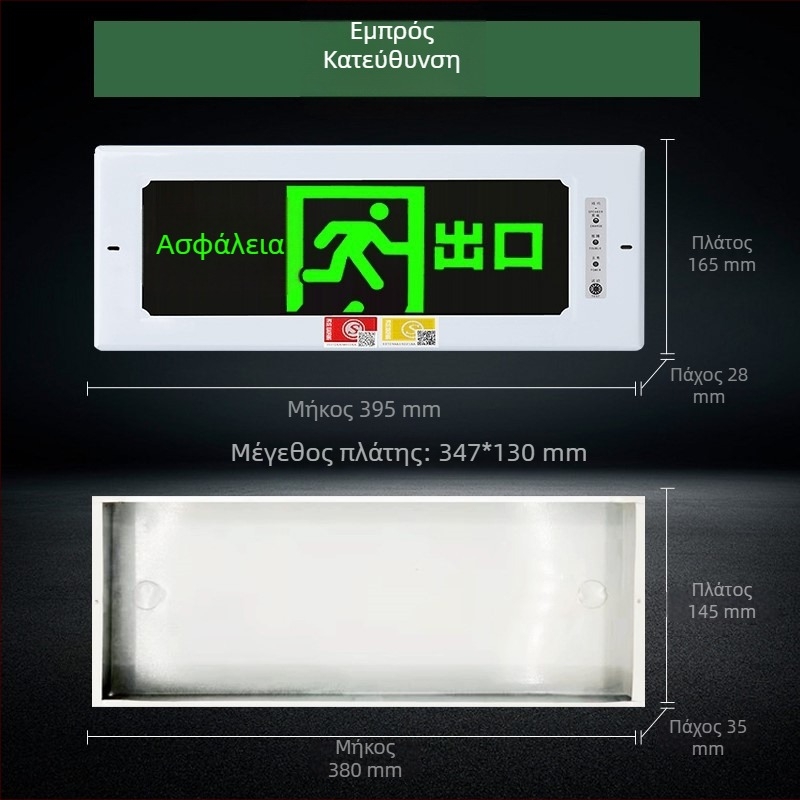 Ενσωματωμένο LED φως έκτακτης ανάγκης πυρκαγιάς με ένδειξη ασφαλούς εξόδου και σήμα διαδρομής εκκένωσης (κρυφή εγκατάσταση)