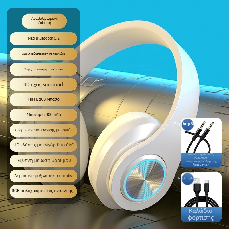Ασύρματα ακουστικά Bluetooth με LED φωτισμό, ακύρωση θορύβου, για τρέξιμο και αθλητισμό