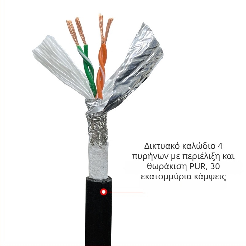 Cat5/Cat6/Cat7 διπλά θωρακισμένο βιομηχανικό καλώδιο Ethernet για εργαλειομηχανές, ανθεκτικό σε παρεμβολές, ανθεκτικό σε λιπαντικά, ανθεκτικό σε κάμψη, ευέλικτη αλυσίδα οδηγών καλωδίων