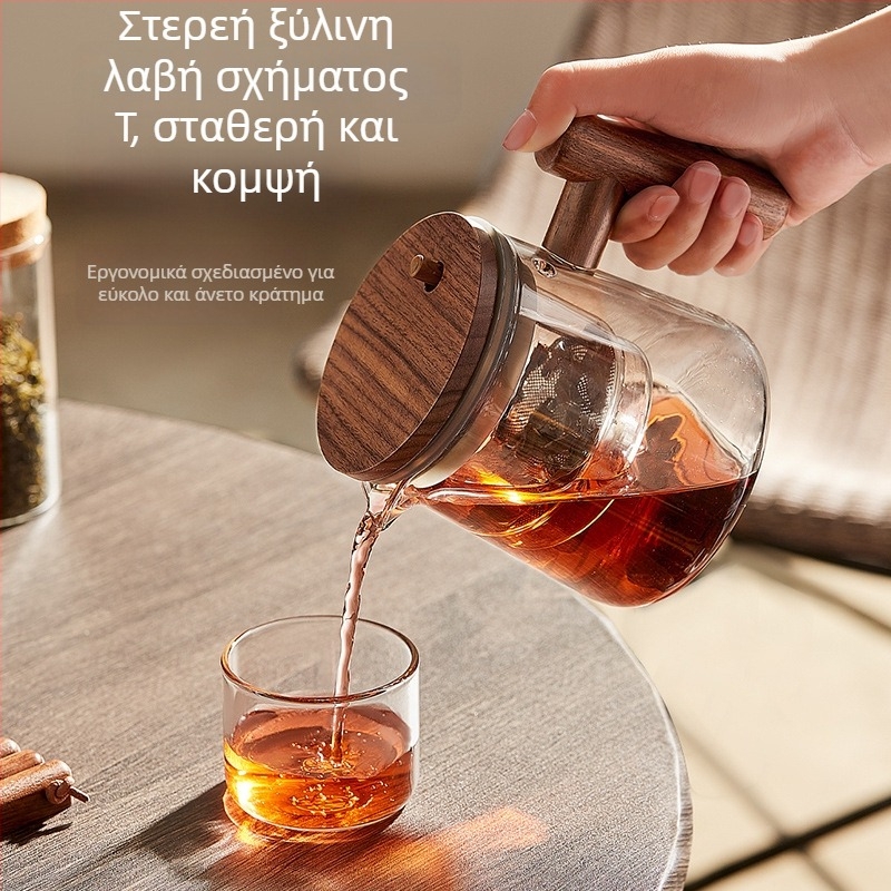 Wood Sheng Plaything Κούπα-Τσαγιέρα με διαχωρισμό νερού, γυαλί ανθεκτικό σε υψηλές θερμοκρασίες, φίλτρο, 550-700 ml, για γραφείο