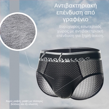 Ανδρικά briefs Ice Silk με δικτυωτό ύφασμα και κυψελοειδή περιοχή, μέση μεσαίου ύψους, διαπνοή, Plus Size