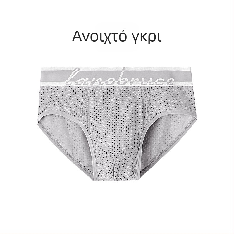 Ανδρικά briefs Ice Silk με δικτυωτό ύφασμα και κυψελοειδή περιοχή, μέση μεσαίου ύψους, διαπνοή, Plus Size