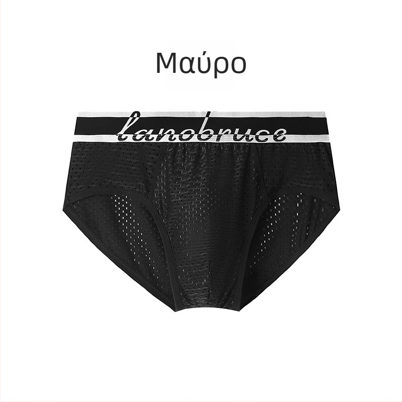 Ανδρικά briefs Ice Silk με δικτυωτό ύφασμα και κυψελοειδή περιοχή, μέση μεσαίου ύψους, διαπνοή, Plus Size