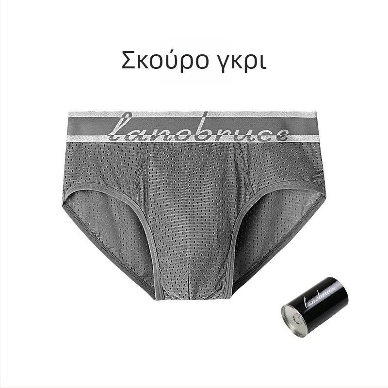 Ανδρικά briefs Ice Silk με δικτυωτό ύφασμα και κυψελοειδή περιοχή, μέση μεσαίου ύψους, διαπνοή, Plus Size