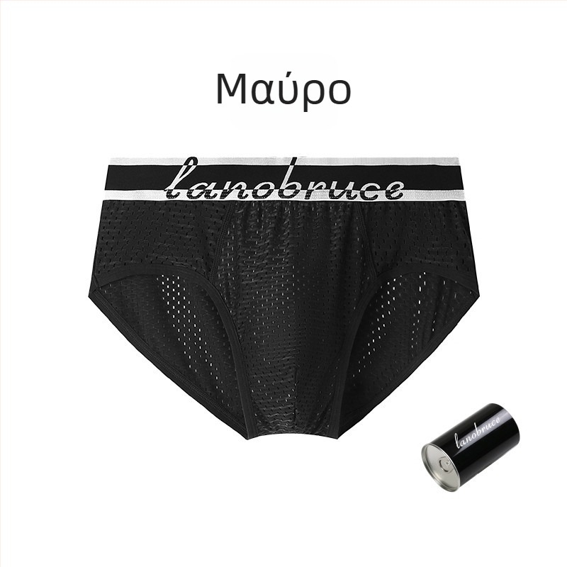 Ανδρικά briefs Ice Silk με δικτυωτό ύφασμα και κυψελοειδή περιοχή, μέση μεσαίου ύψους, διαπνοή, Plus Size