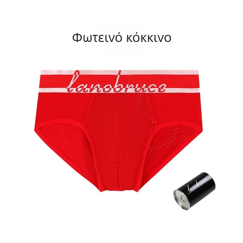 Ανδρικά briefs Ice Silk με δικτυωτό ύφασμα και κυψελοειδή περιοχή, μέση μεσαίου ύψους, διαπνοή, Plus Size
