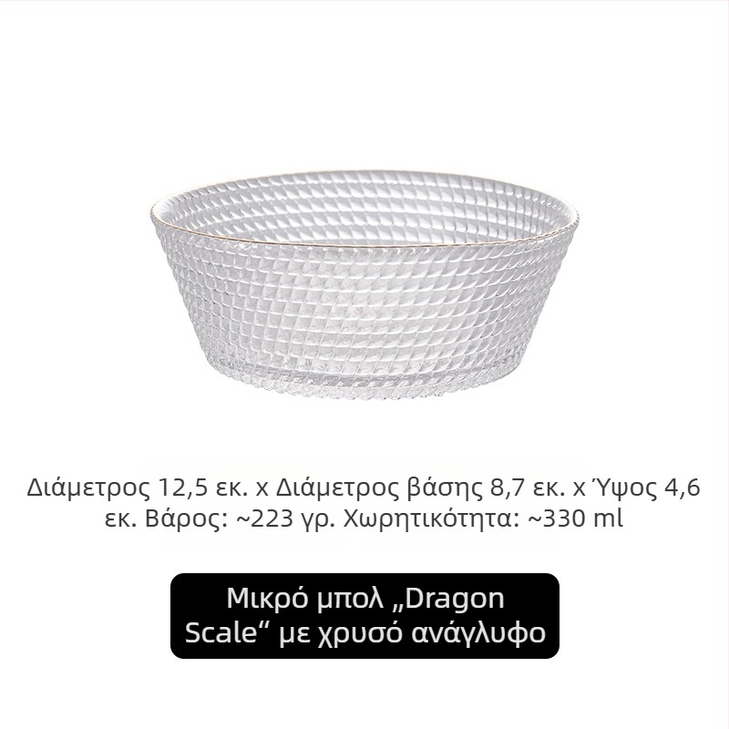 Γυάλινο πιάτο σνακ σε σκανδιναβικό στυλ και μπολ με μοτίβο δράκοντος, μοντέρνο διαφανές