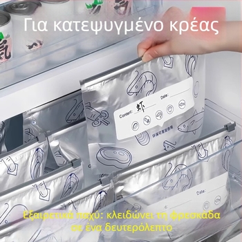 Σακούλες από αλουμινιοφύλλο για φύλαξη φαγητού, οικιακής χρήσης, σφραγιζόμενες με φερμουάρ-ολισθητό κλείσιμο, αντιβακτηριακές για το ψυγείο