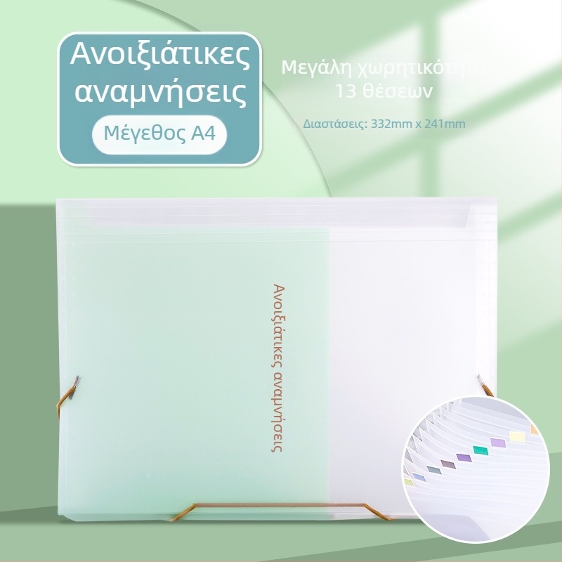 Ακορντεόν φάκελος οργάνωσης εγγράφων για τιμολόγια ΦΠΑ, αποδείξεις, λογαριασμούς, μετρητά και επιταγές