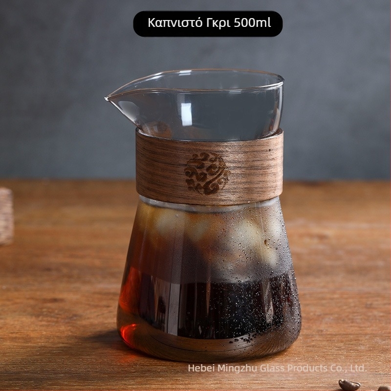 Γυάλινο σετ καφέ pour-over: κανάτα σε μορφή συννεφιάς, ποτήρι για κοινή χρήση και μετρητής — συμπαγές σετ από γυαλί μποροσίλιτικ