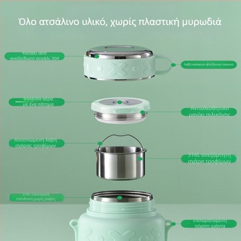 Αδιάσπαστος εσωτερικός κάδος από 316 ανοξείδωτο ατσάλι, θερμομονωμένο κουτί γεύματος, φορητός μαγειρευτής για χυλό