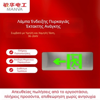 Ενδεικτικό εξόδου κινδύνου από βουρτσισμένο ανοξείδωτο χάλυβα, πολύ λεπτό, LED φωτισμός έκτακτης ανάγκης