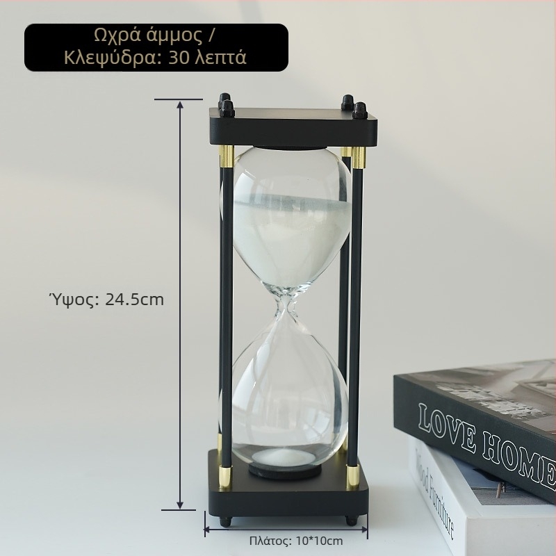 Ρετρό χρονομετρητής κλεψύδρα για γραφείο, 30 λεπτών γυάλινο διακοσμητικό, μινιμαλιστικός υψηλής ποιότητας σχεδιασμός
